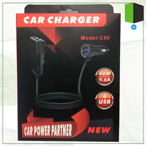 CARGADOR AUTO C80 9.6 A 48W 4USB