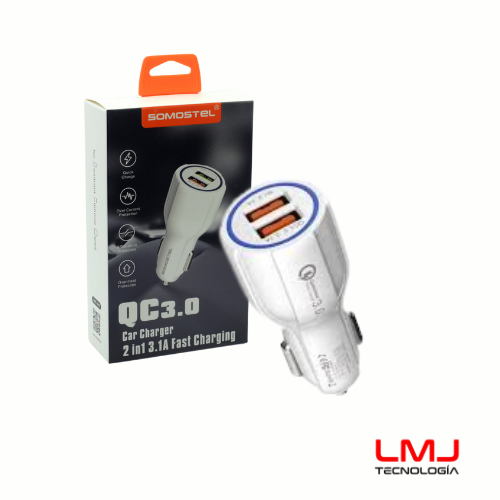 CARGADOR AUTO 3.1 A CARGA RÁPIDA 2 EN 1