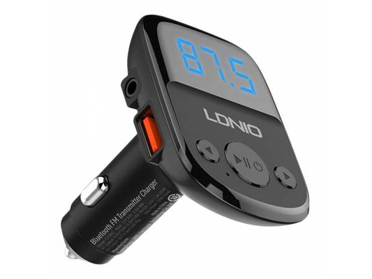 Cargador Auto C706Q Tipo C 2USB Bluetooth FM Pantalla LED Carga Rápida Negro LDNIO